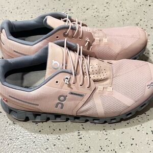On Running Blush and Gray Waterproof Sneakers